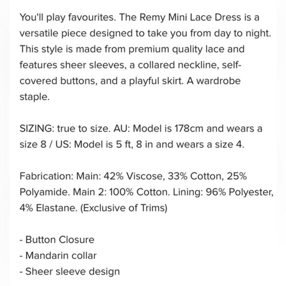 Bardot Remy Lace Mini Dress - Picture 4 of 6